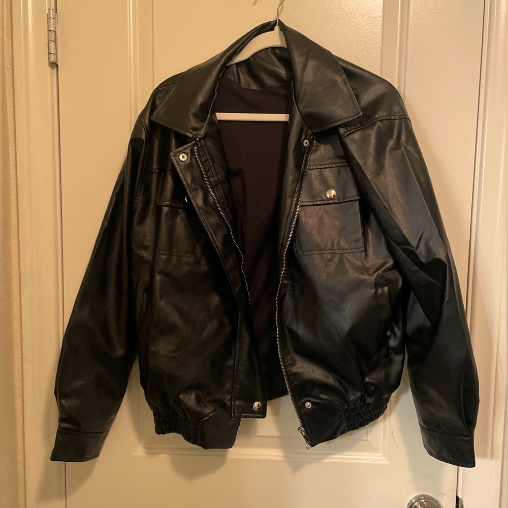 PU Jacket, Black, Size XL womens